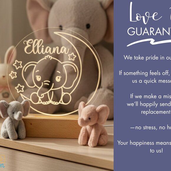 Personalized Elephant Night Light – Custom LED Lamp for Kids’ Rooms - Picture 6 of 8